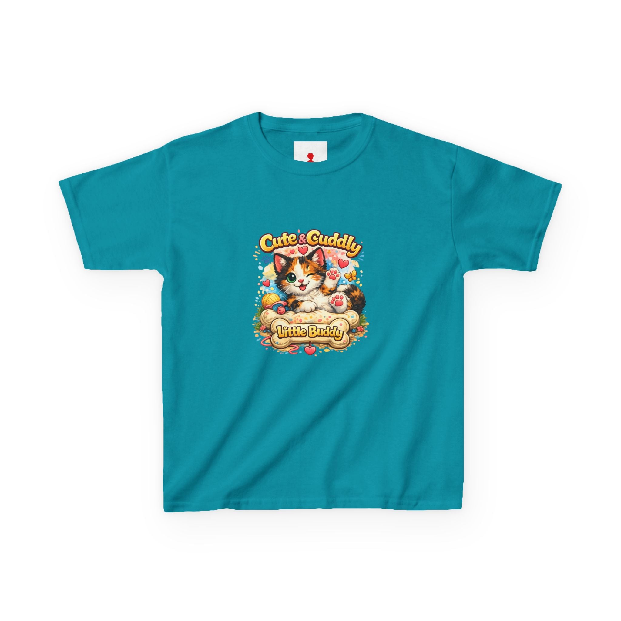 Kids T-Shirt — "Cute & Cuddly Little Buddy" Cat Graphic Tee