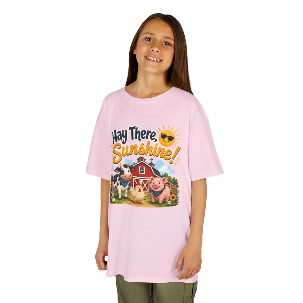 Kids Tee — "Hay There, Sunshine!" Farm Animal Graphic