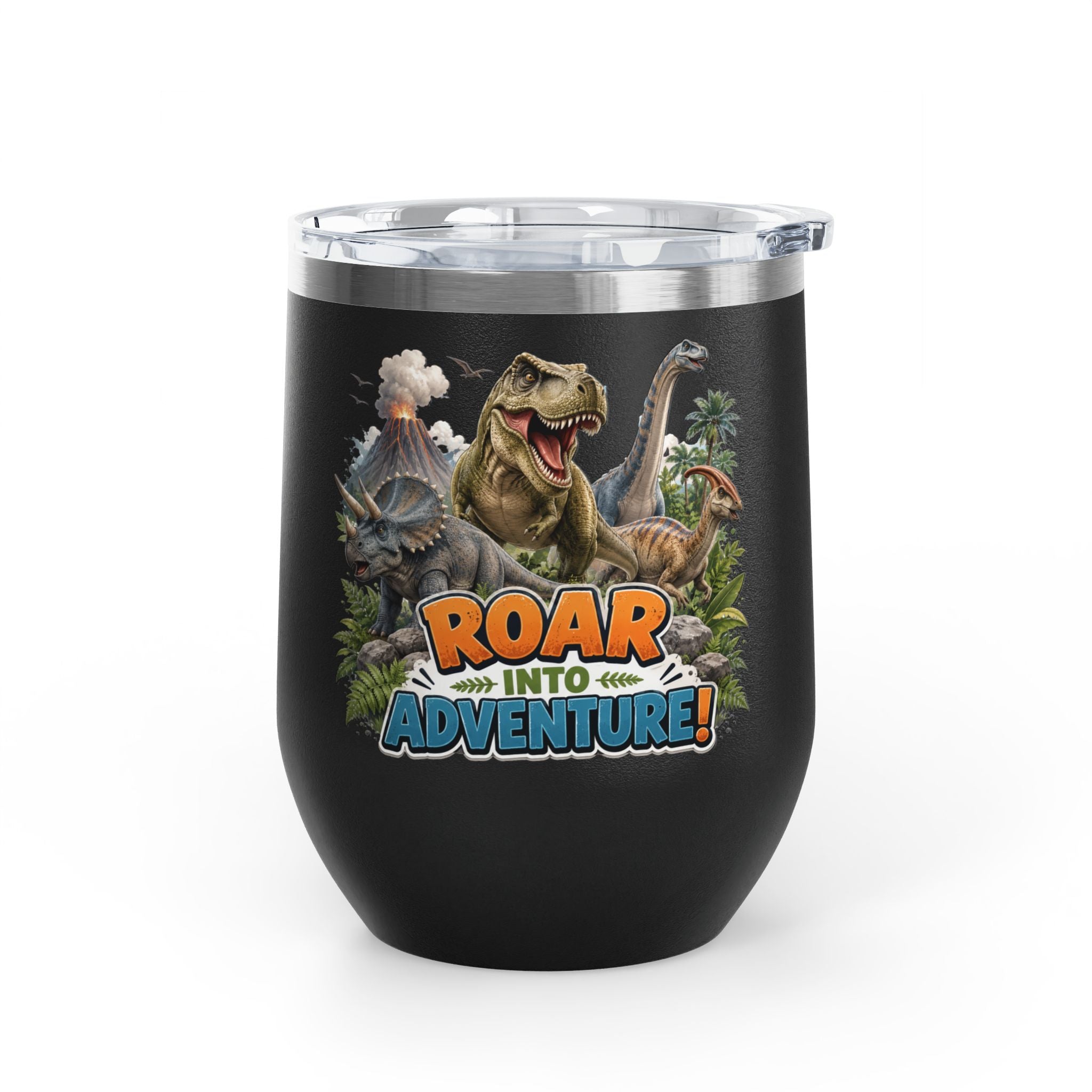 Roar Into Adventure! Dinosaur Tumbler – 12oz Stainless Steel Travel Cup