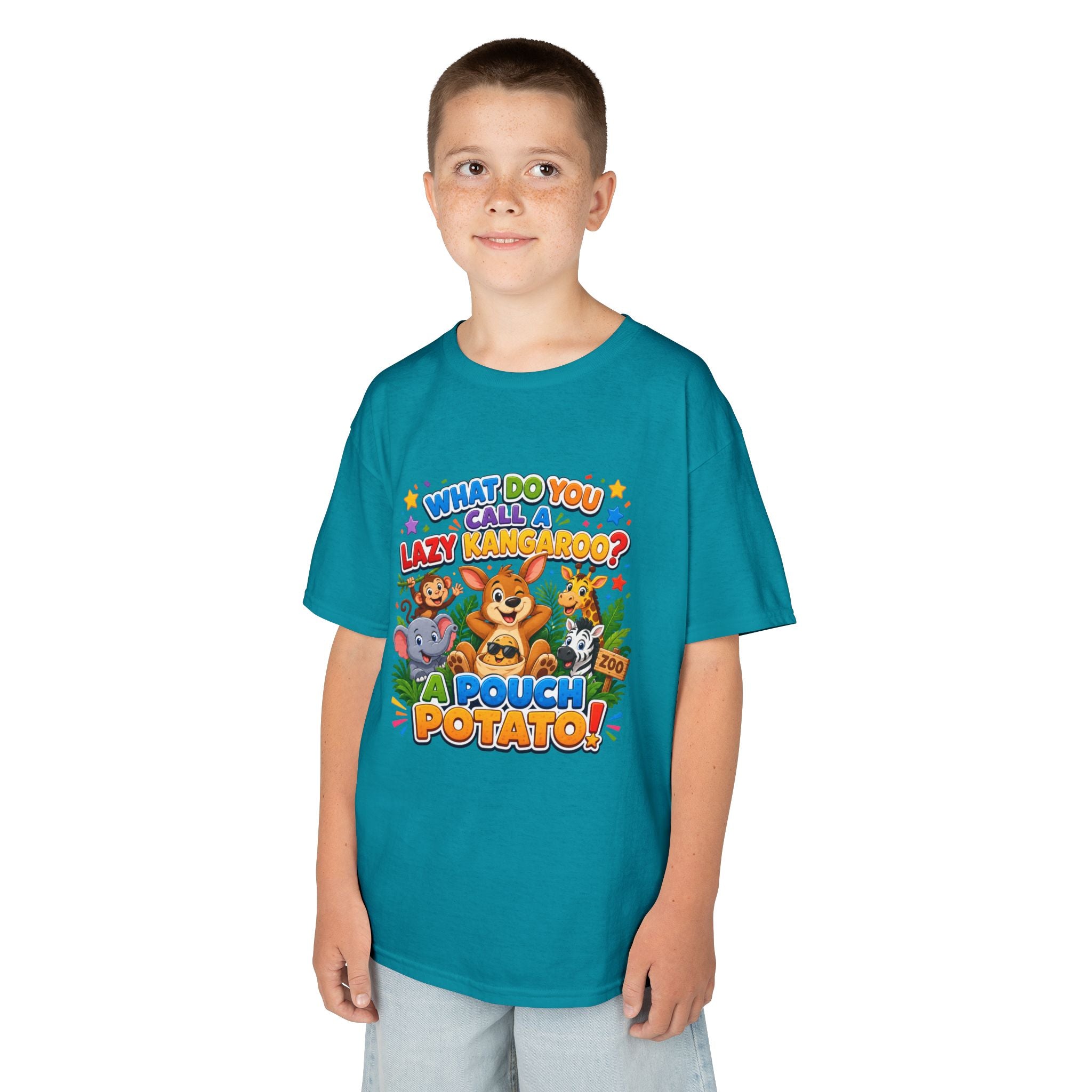 Lazy Kangaroo Pouch Potato Kids T-Shirt | Cute Animal Nursery Tee