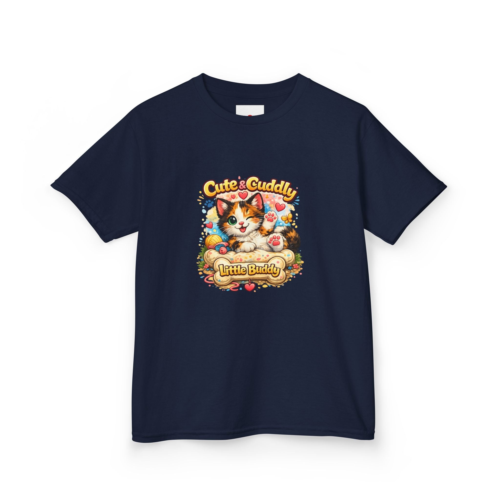 Kids T-Shirt — "Cute & Cuddly Little Buddy" Cat Graphic Tee
