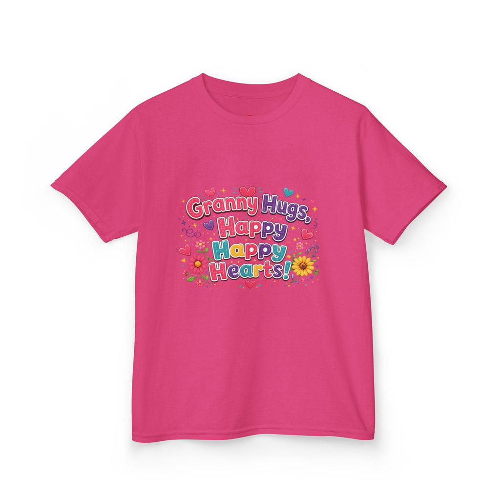 Granny Hugs Happy Hearts Kids Tee | Colorful Floral Kids Shirt