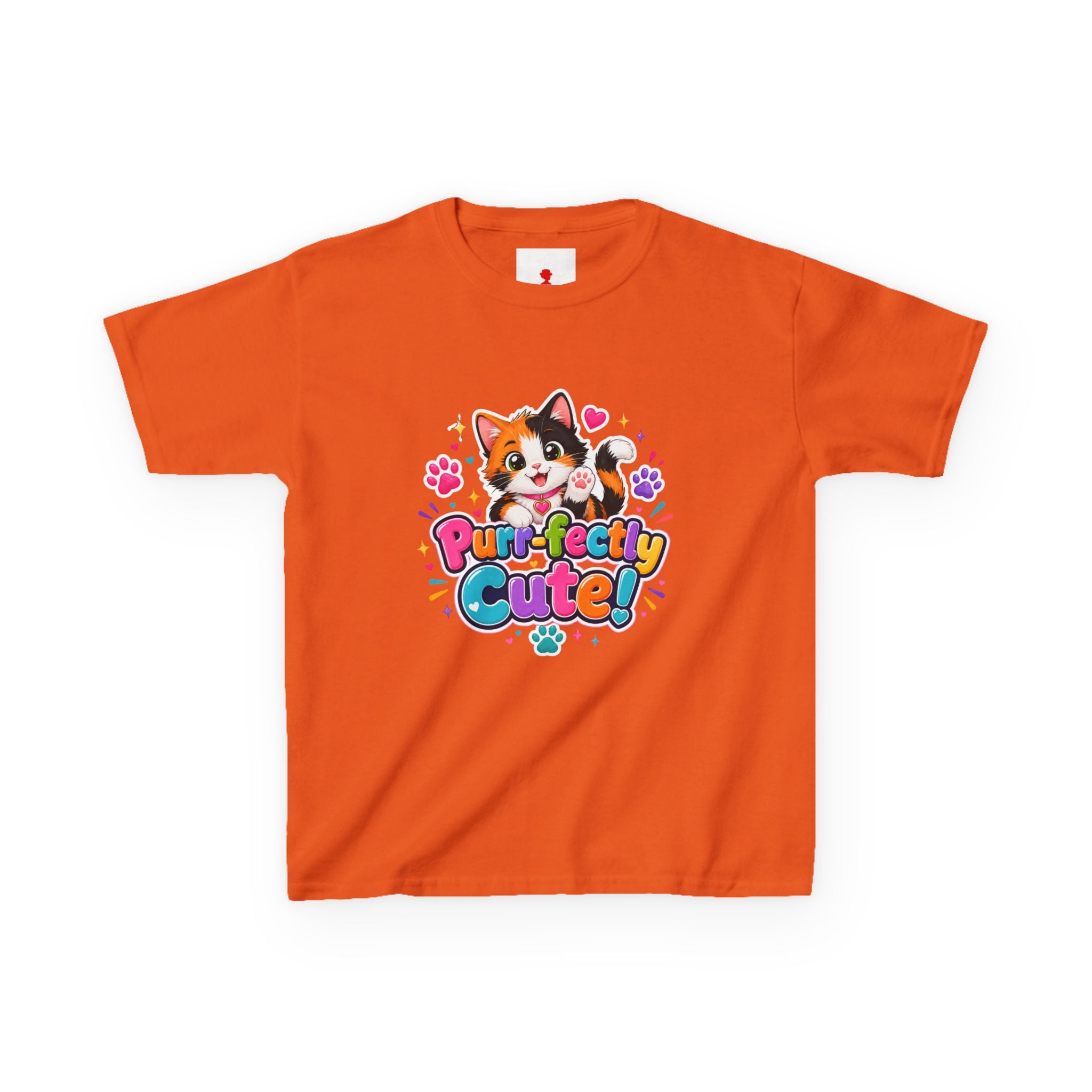 Kids T-Shirt — “Purr-fectly Cute!” Calico Kitten Graphic Tee for Children