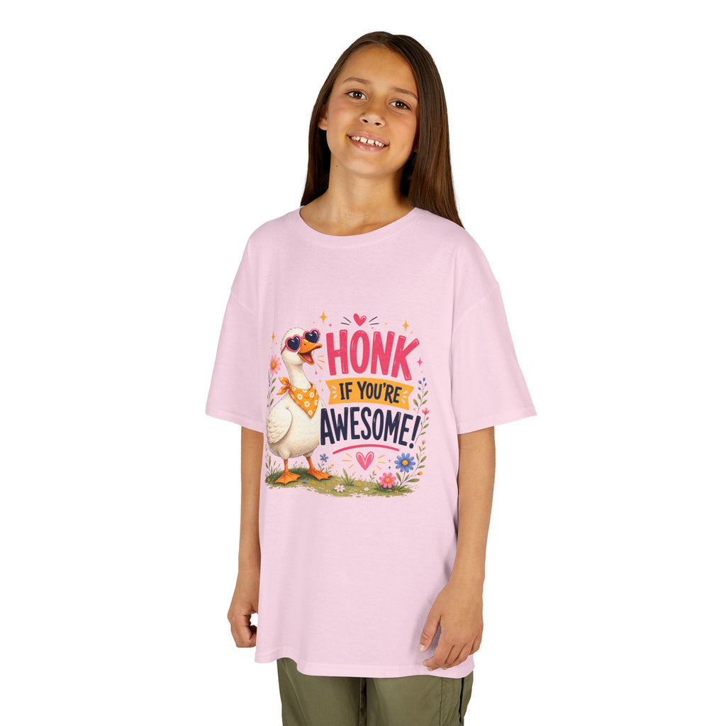 Kids Tee — "Honk If You're Awesome!" Cute Goose Graphic Shirt