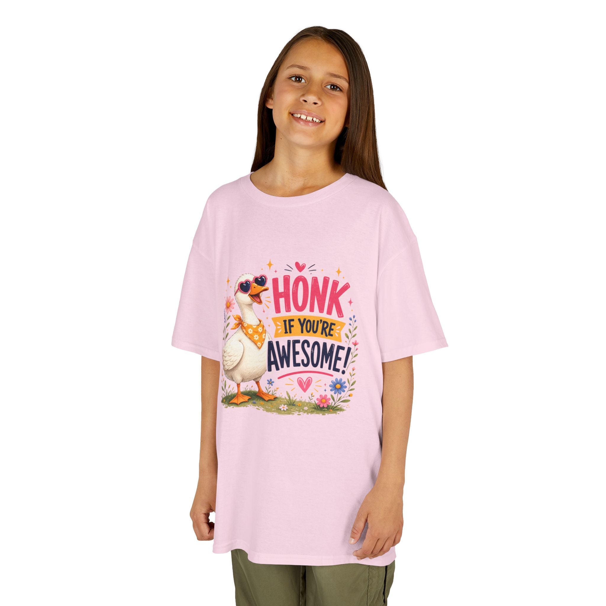 Kids Tee — "Honk If You're Awesome!" Cute Goose Graphic Shirt