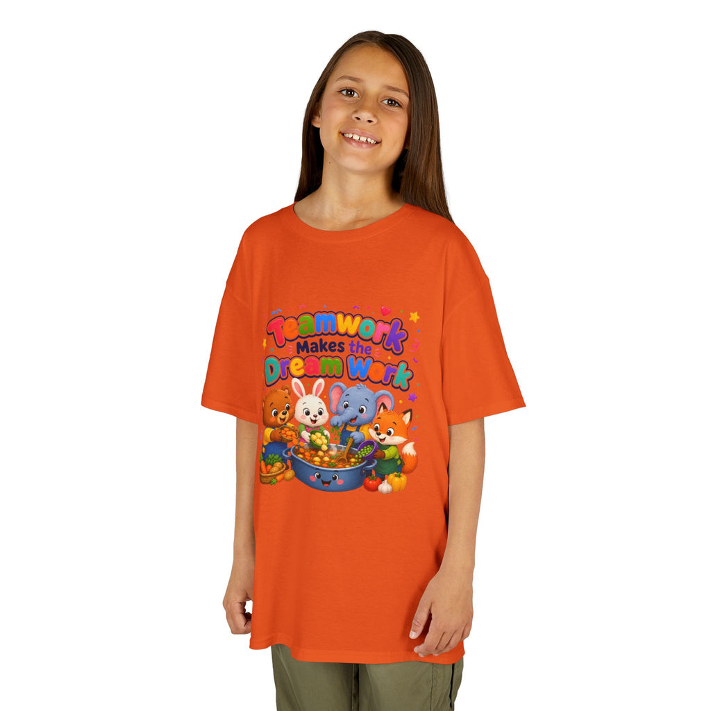 Kids Tee — “Teamwork Makes the Dream Work” Cute Animal Classroom Shirt