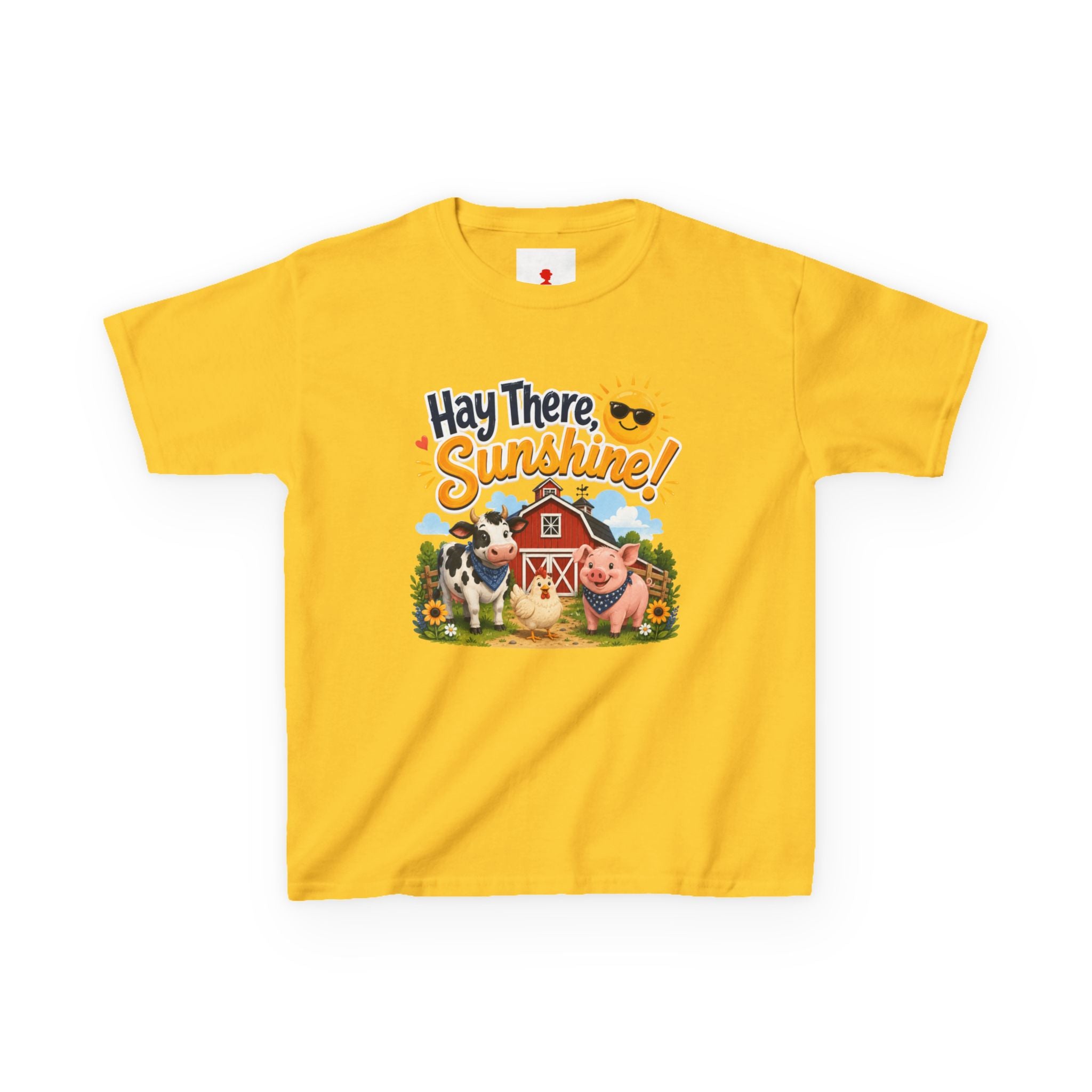 Kids Tee — "Hay There, Sunshine!" Farm Animal Graphic