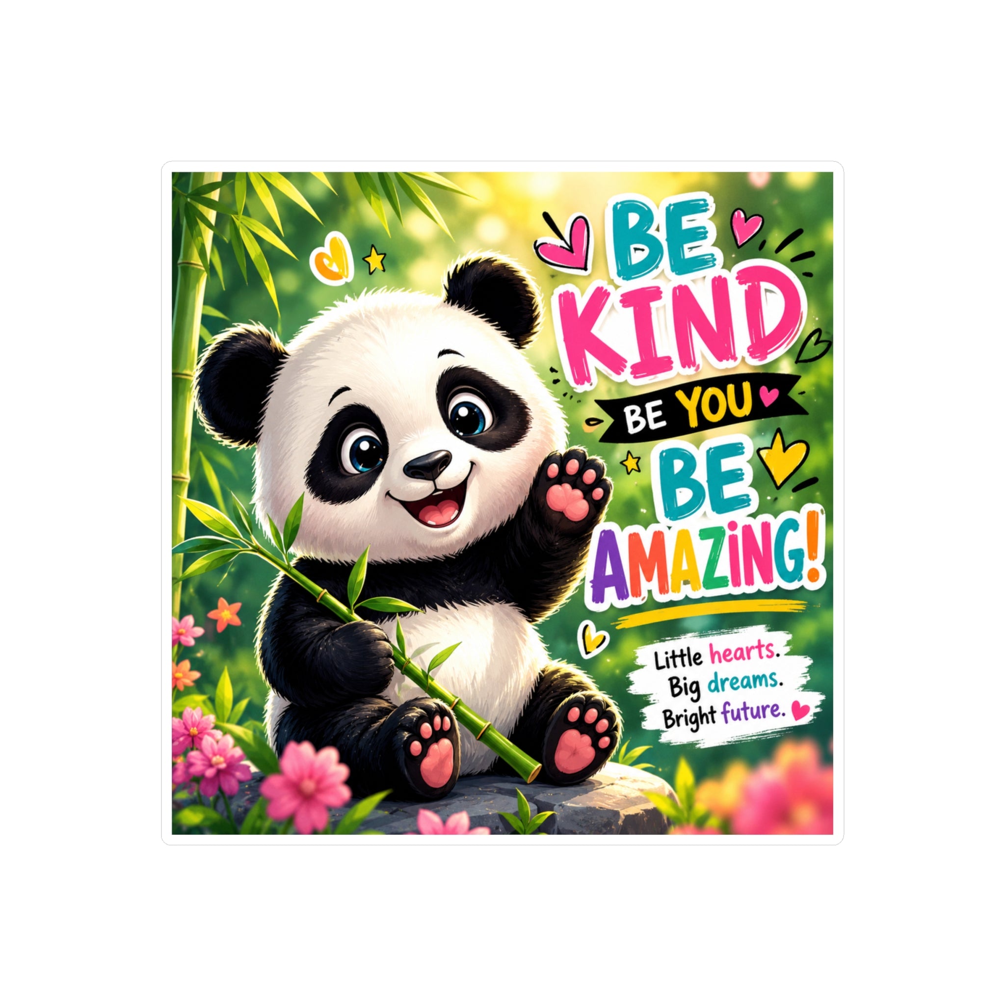 Be Kind Panda Vinyl Sticker — Inspirational Kiss-Cut Decal