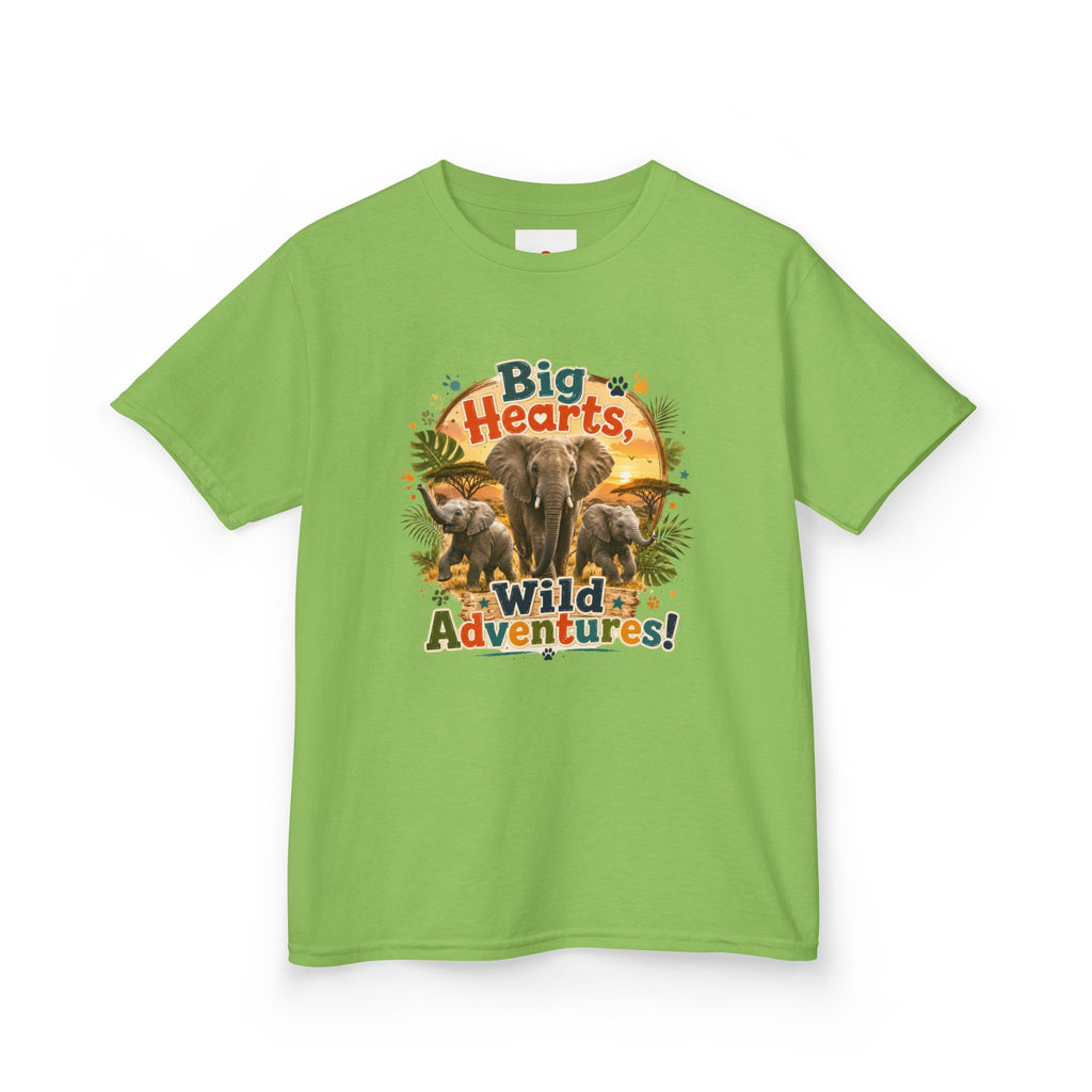 Kids T-Shirt — “Big Hearts, Wild Adventures!” Elephant Safari Shirt for Kids, Cute Animal Adventure Tee