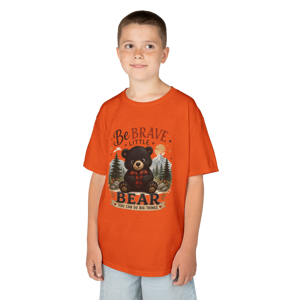 Kids T‑Shirt — "Be Brave Little Bear" Cute Woodland Bear Tee for Children, Inspirational Adventure Gift