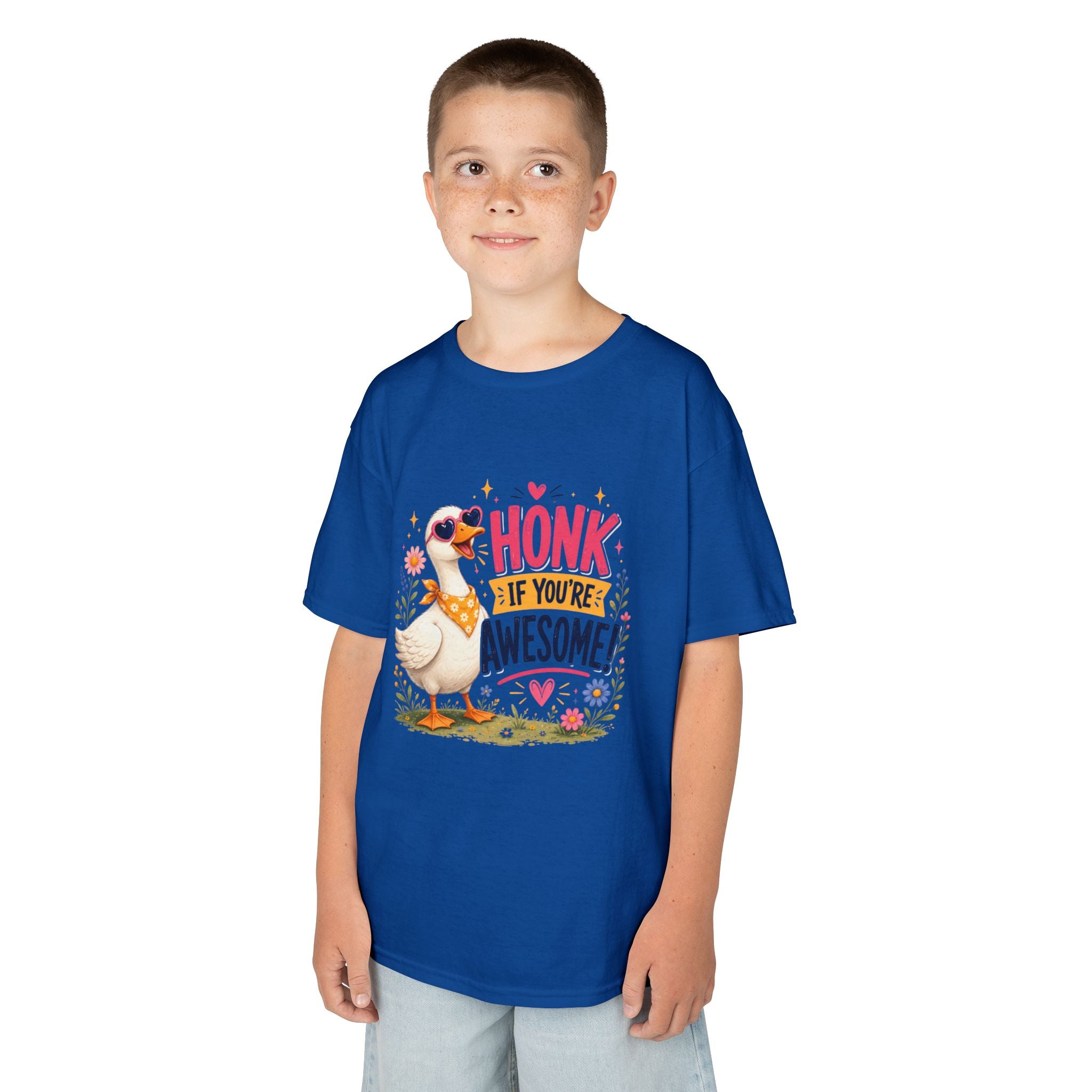 Kids Tee — "Honk If You're Awesome!" Cute Goose Graphic Shirt