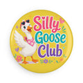 Silly Goose Club Round Button Magnet — Cute Yellow Decorative Fridge Magnet