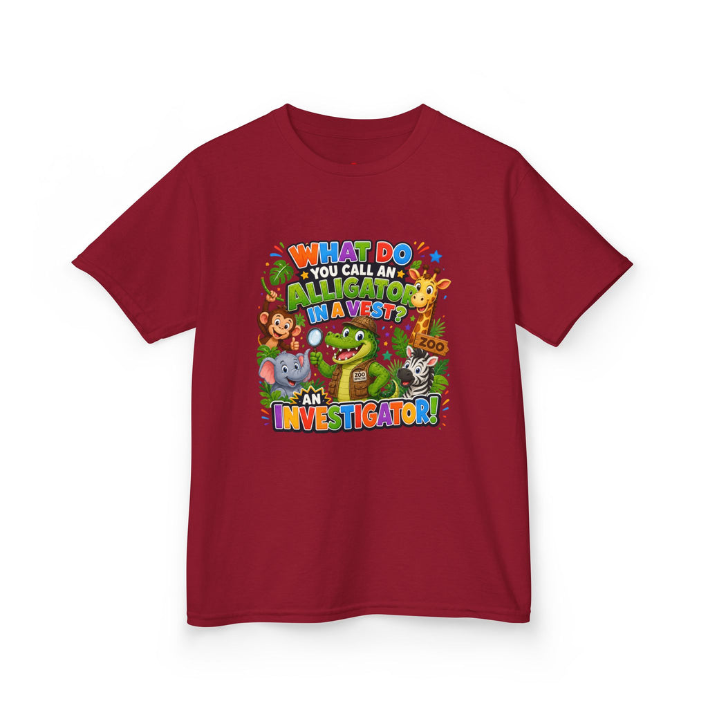 What Do You Call An Alligator? Investigator Kids T-Shirt | Cute Jungle Animals Puzzle