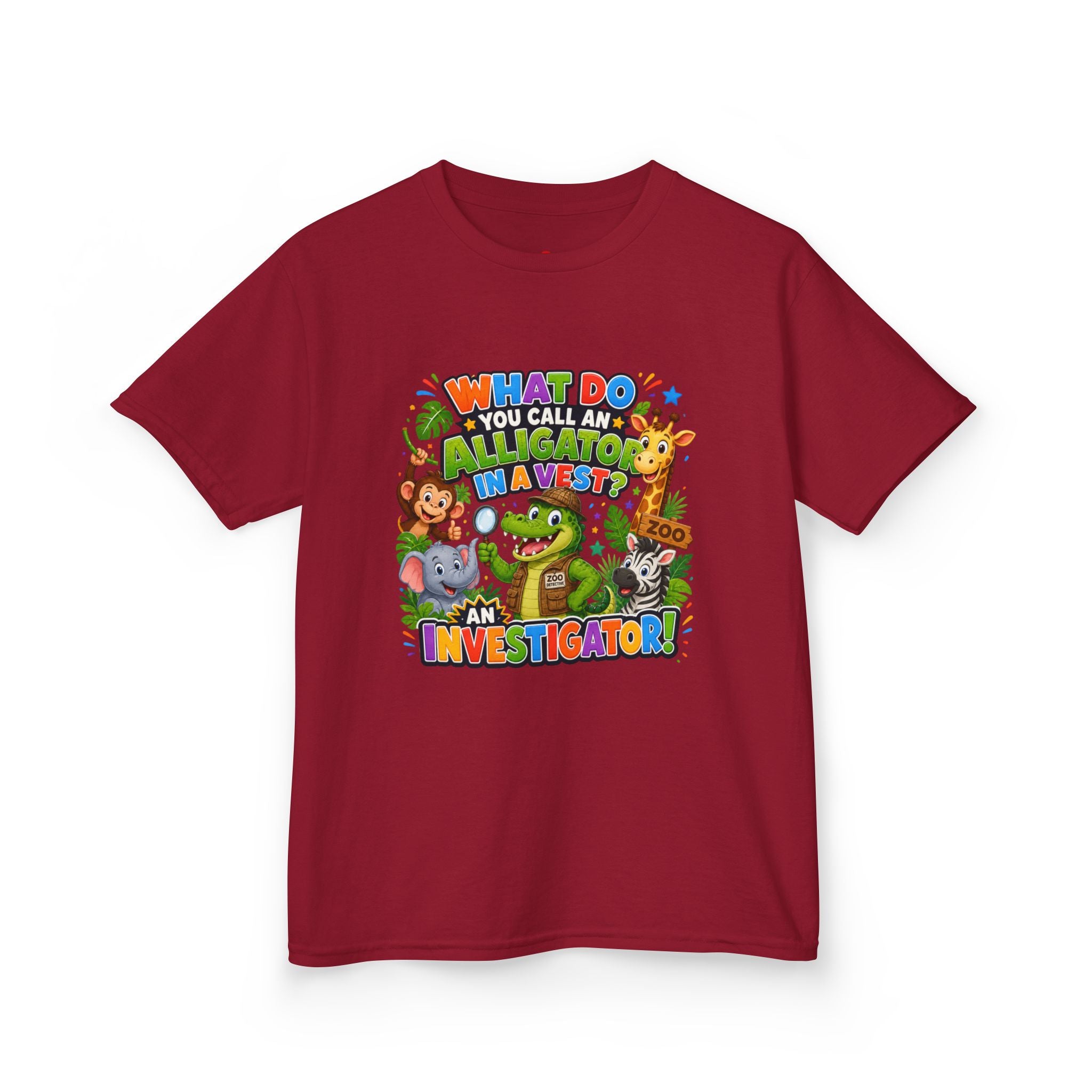 What Do You Call An Alligator? Investigator Kids T-Shirt | Cute Jungle Animals Puzzle