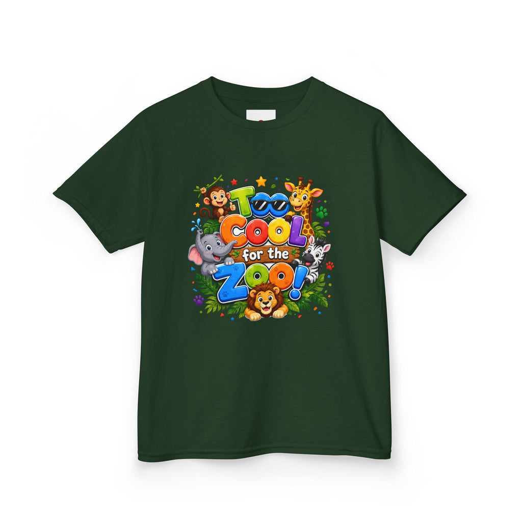 Kids Tee — "Too Cool for the Zoo" Colorful Animal Graphic