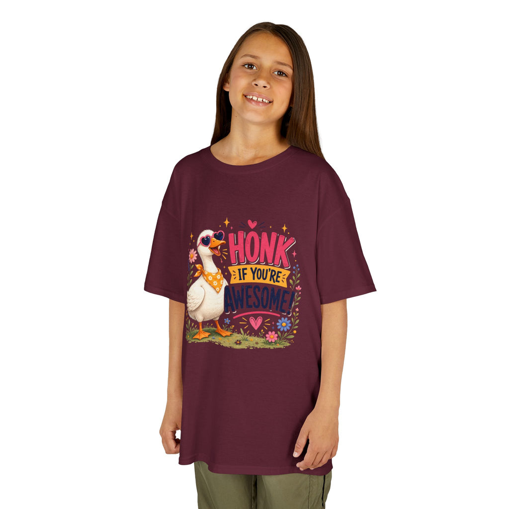 Kids Tee — "Honk If You're Awesome!" Cute Goose Graphic Shirt