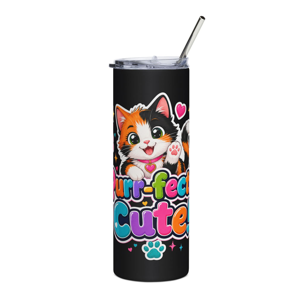 20oz Stainless Tumbler — "Purr-fectly Cute" Calico Kitten Travel Cup