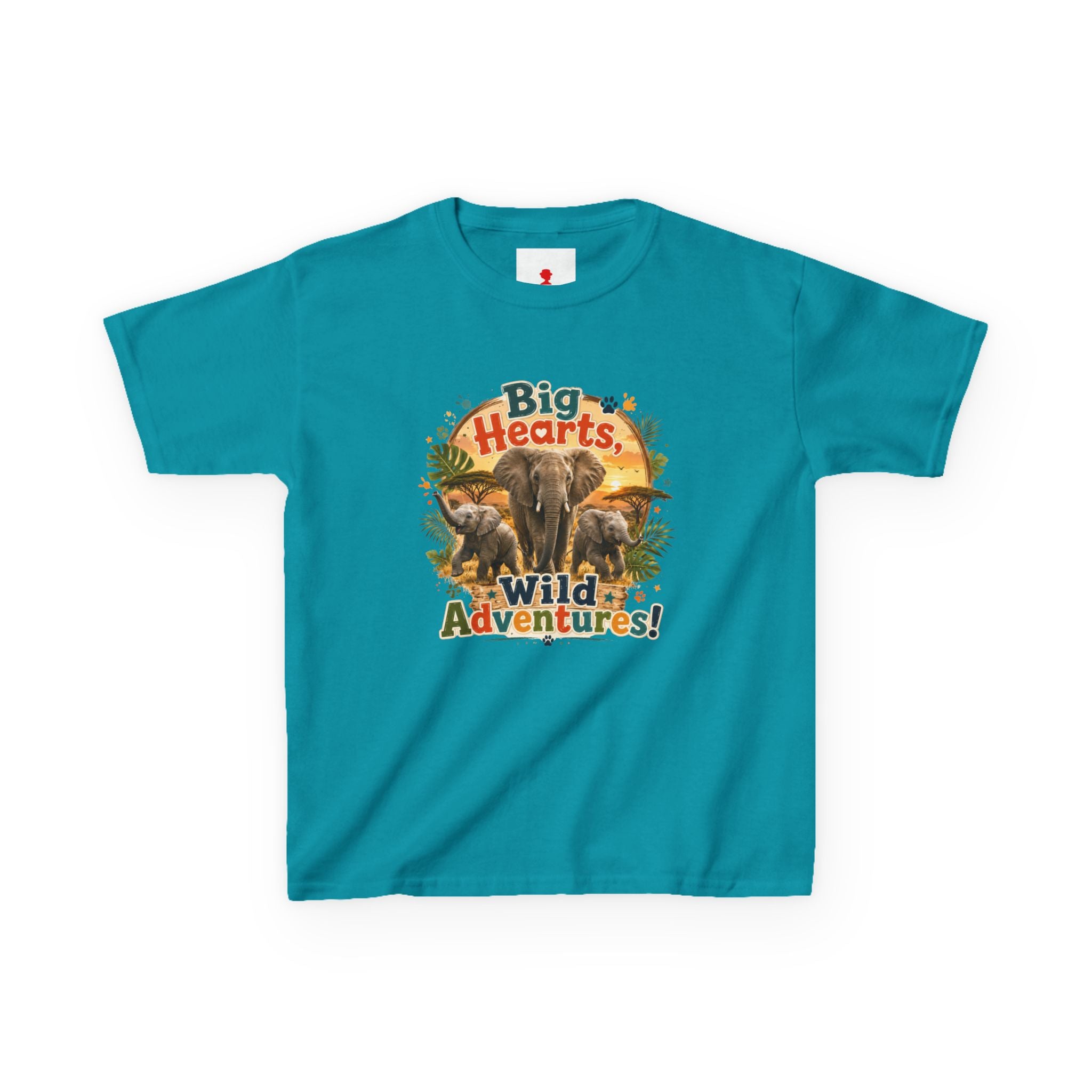 Kids T-Shirt — “Big Hearts, Wild Adventures!” Elephant Safari Shirt for Kids, Cute Animal Adventure Tee