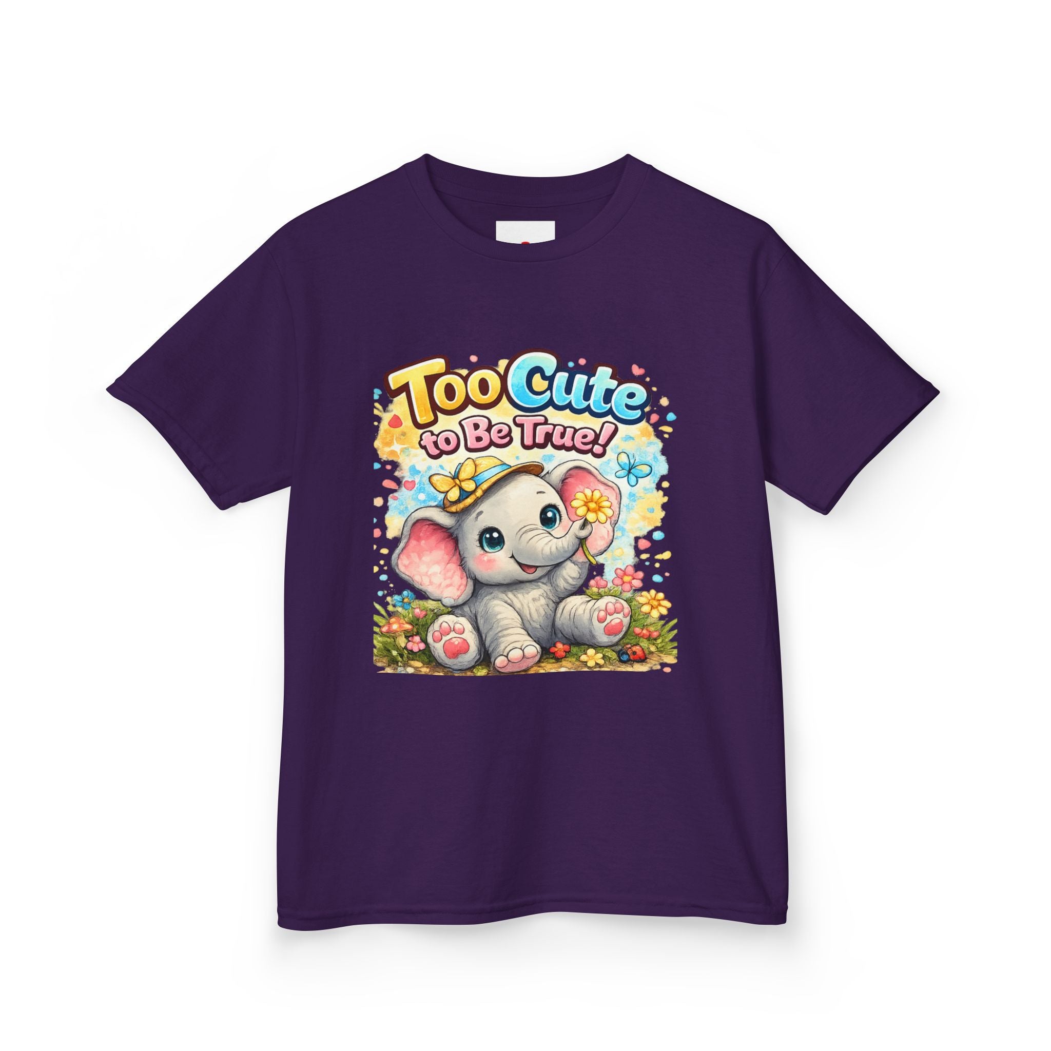 Kids Tee — "Too Cute to Be True" Elephant Graphic