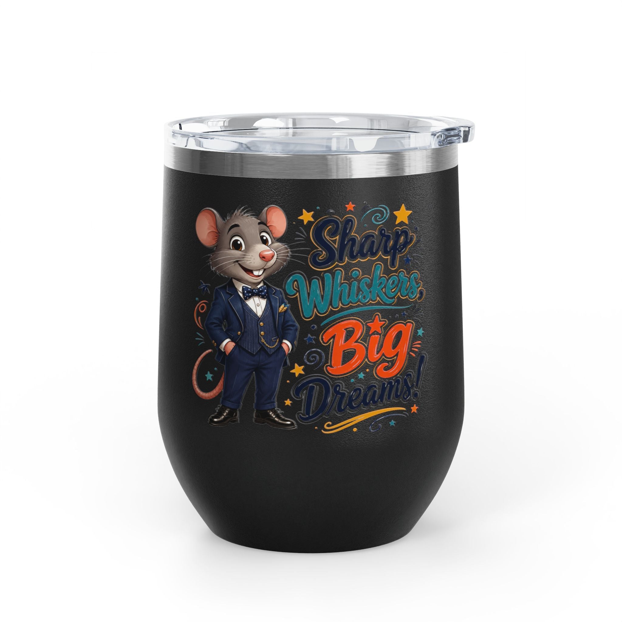 "Sharp Whiskers, Big Dreams" Mouse Design, 12oz Insulated