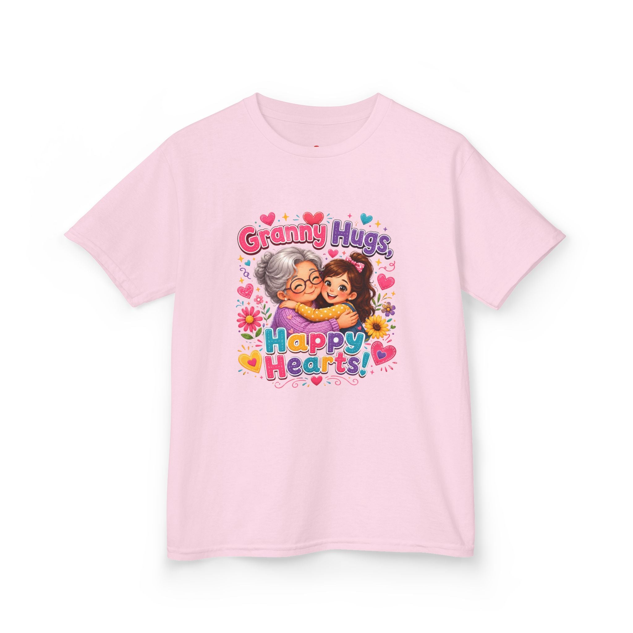 Granny Hugs Happy Hearts Tee | Grandma Grandchild Cute Illustration