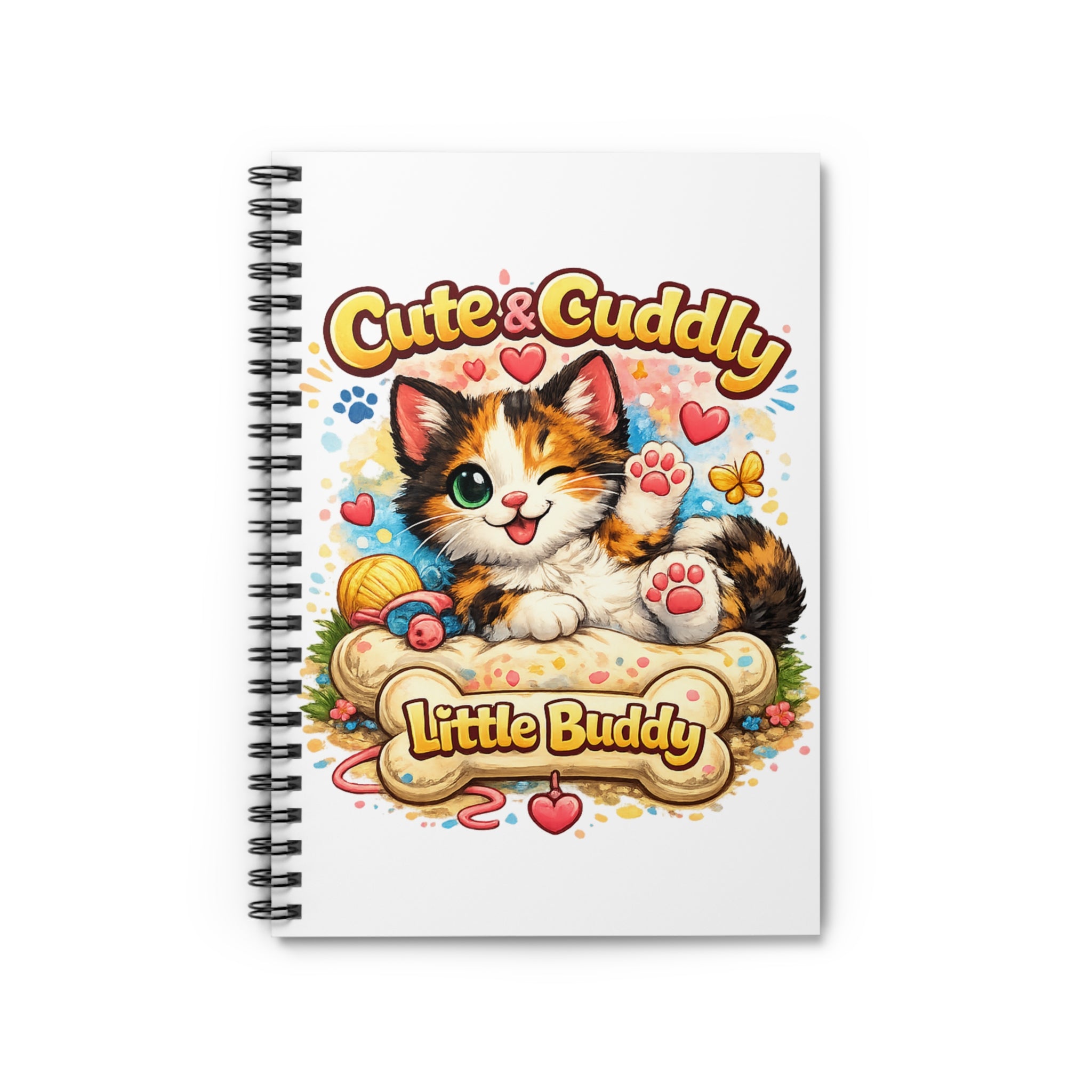 Cute & Cuddly Kitten Spiral Notebook — "Little Buddy" Ruled Journal
