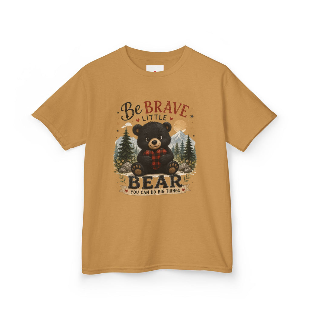 Kids T‑Shirt — "Be Brave Little Bear" Cute Woodland Bear Tee for Children, Inspirational Adventure Gift