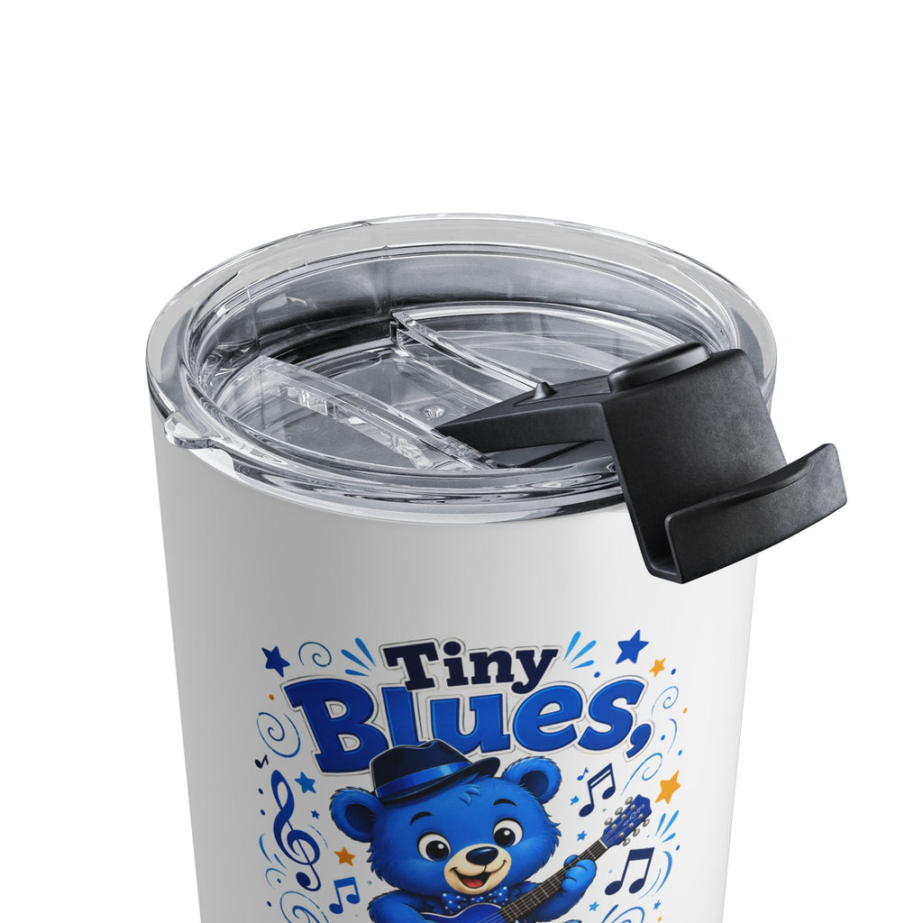 Tiny Blues, Big Dreams 10oz Tumbler — Cute Blue Bear Music Travel Cup