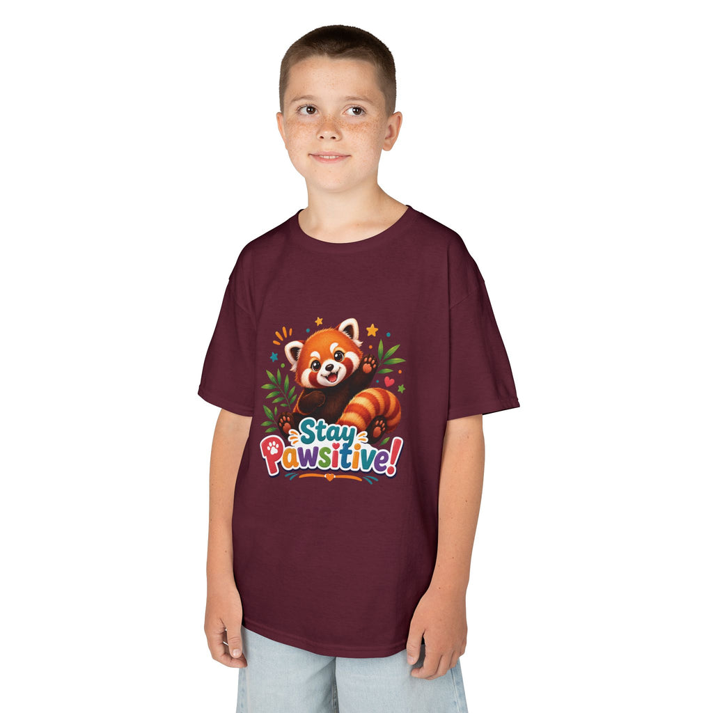Stay Pawsitive Red Panda Kids Tee | Cute Animal Positive Message