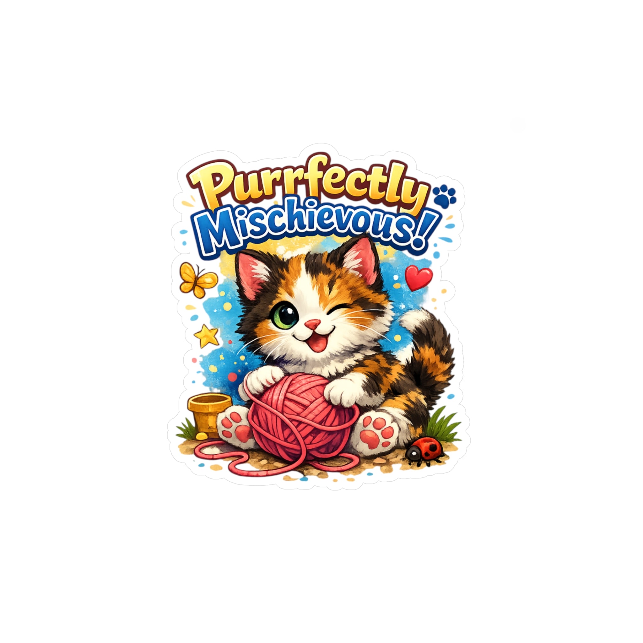 Purrfectly Mischievous! Cute Kitten Kiss-Cut Vinyl Sticker