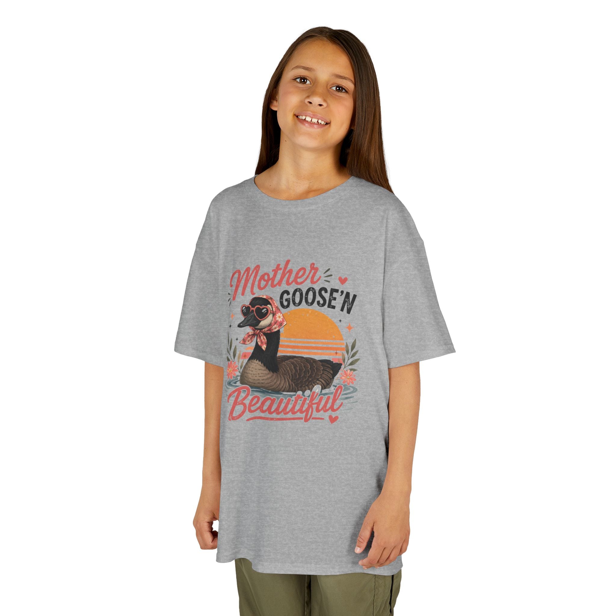 Kids Tee — "Mother Goose'n Beautiful" Cute Vintage Goose Graphic
