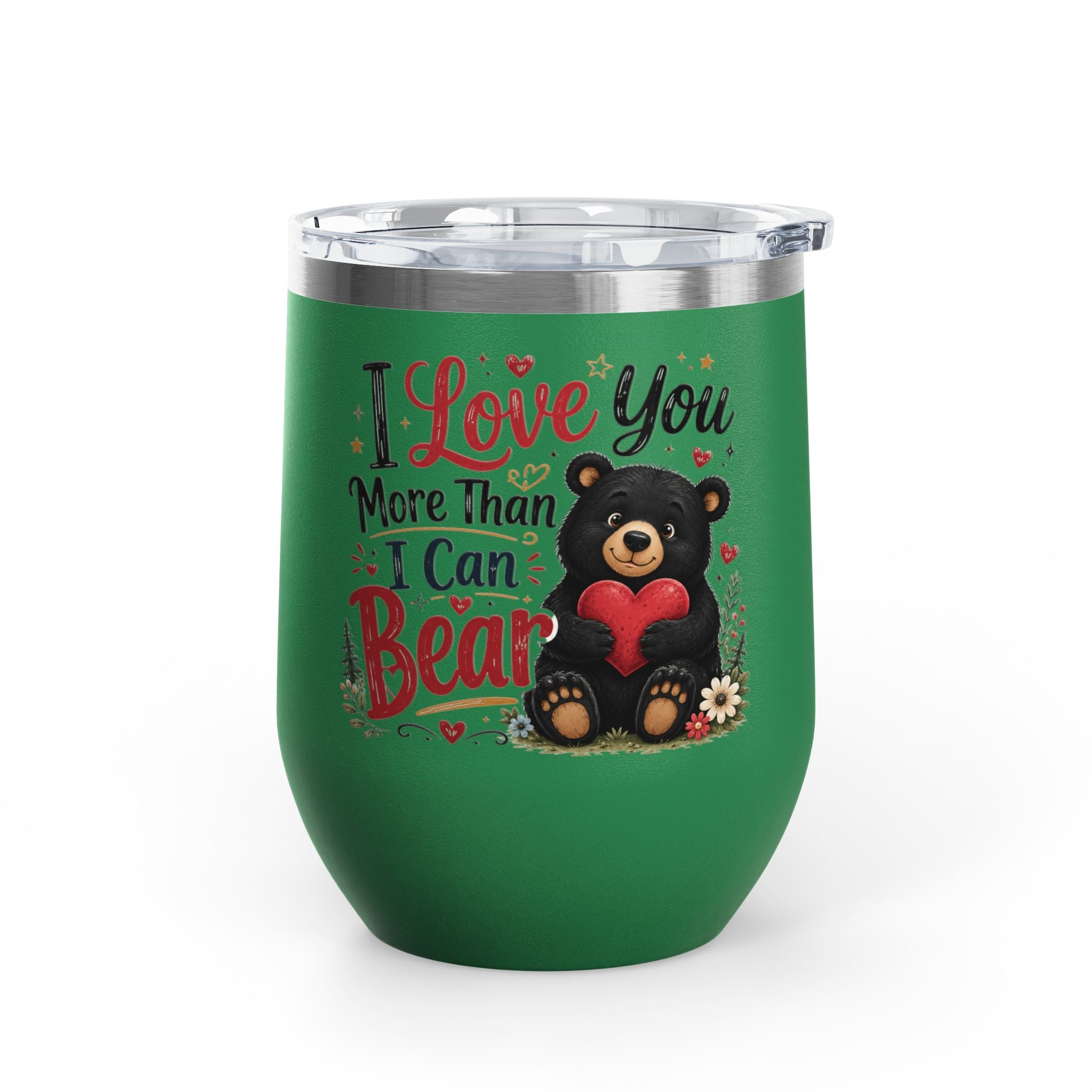“I Love You More Than I Can Bear” Cute Bear Glass, 12oz