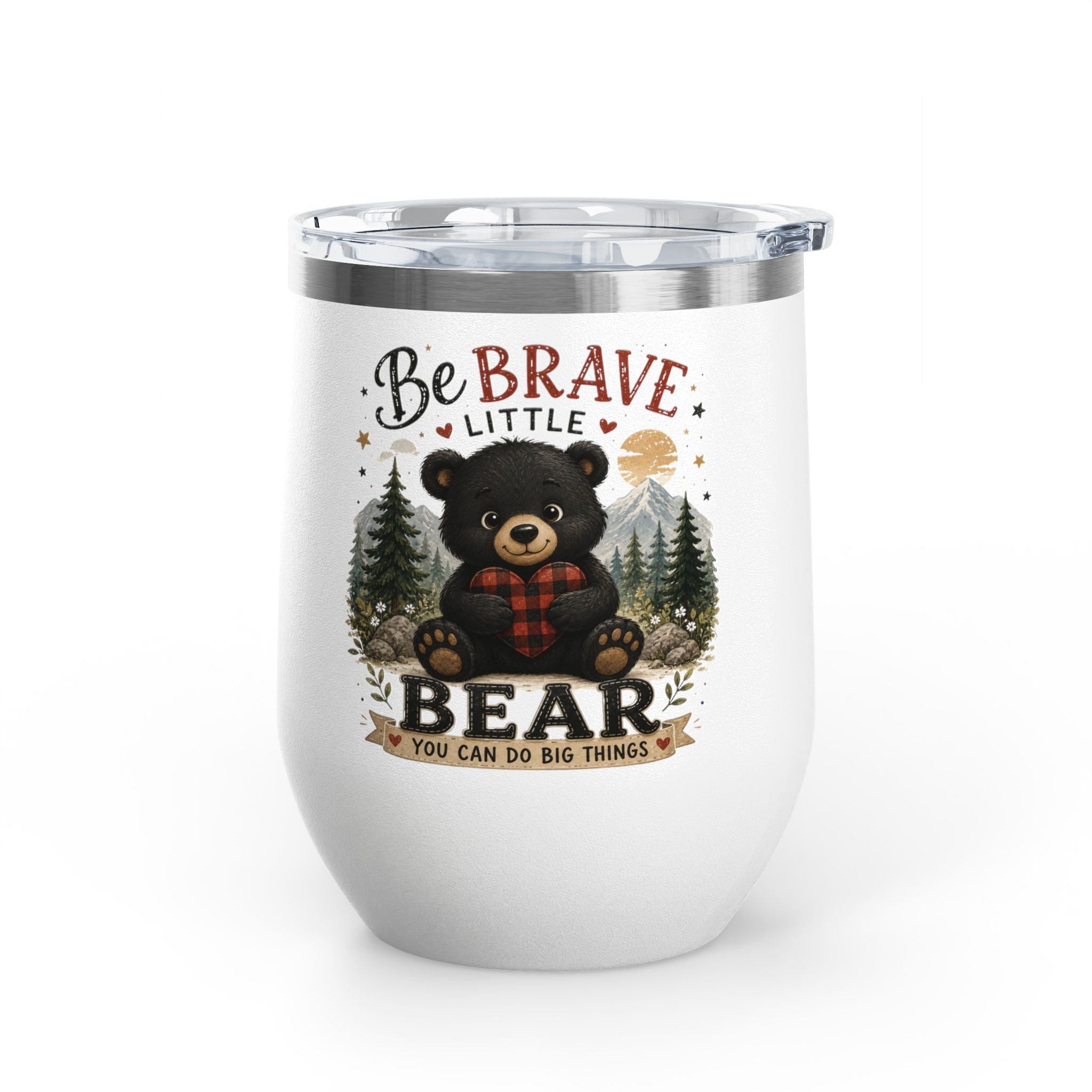 Be Brave Little Bear 12oz Tumbler — Cute Woodland Baby Shower Gift