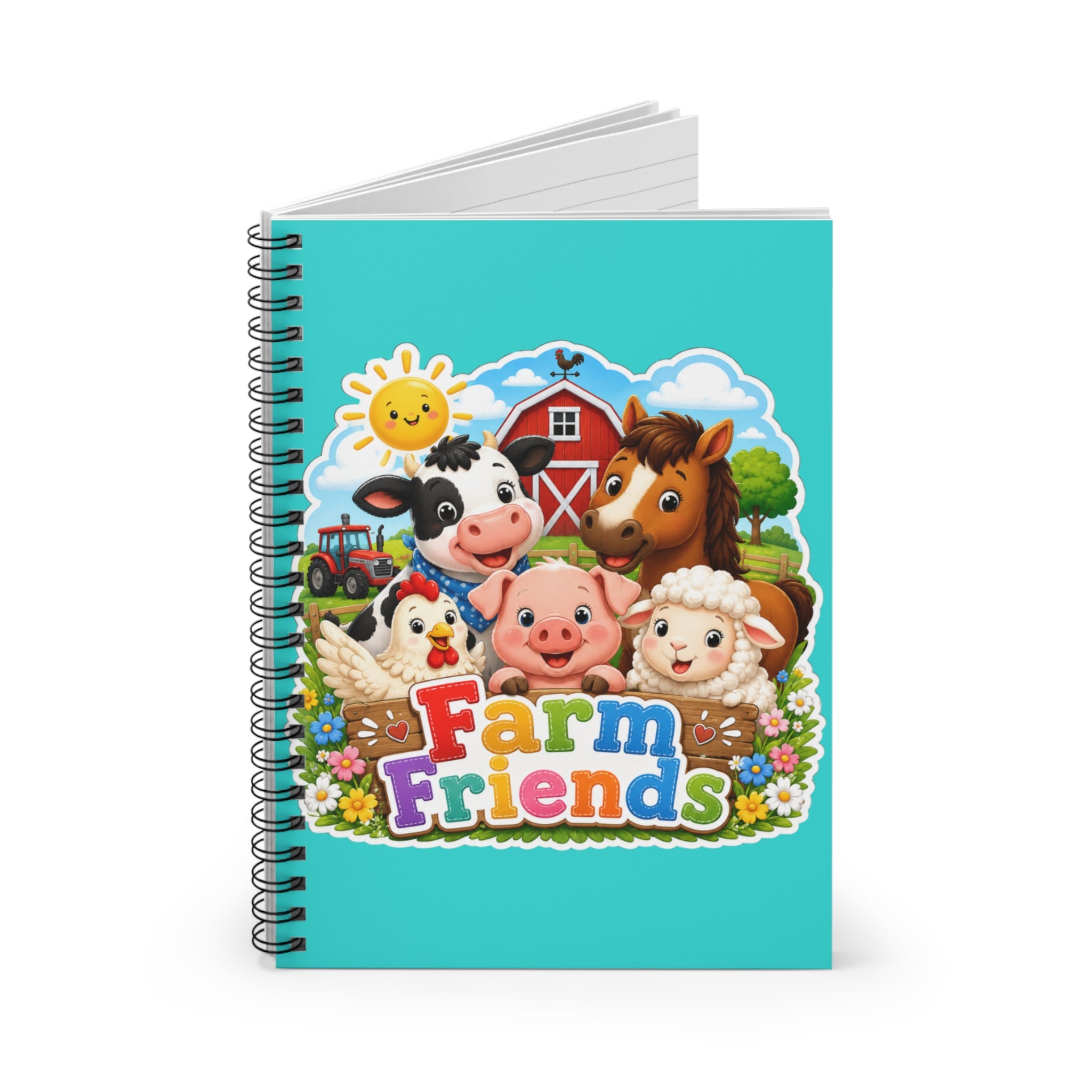 Farm Friends Spiral Notebook — Cute Kids Ruled-Lined Journal