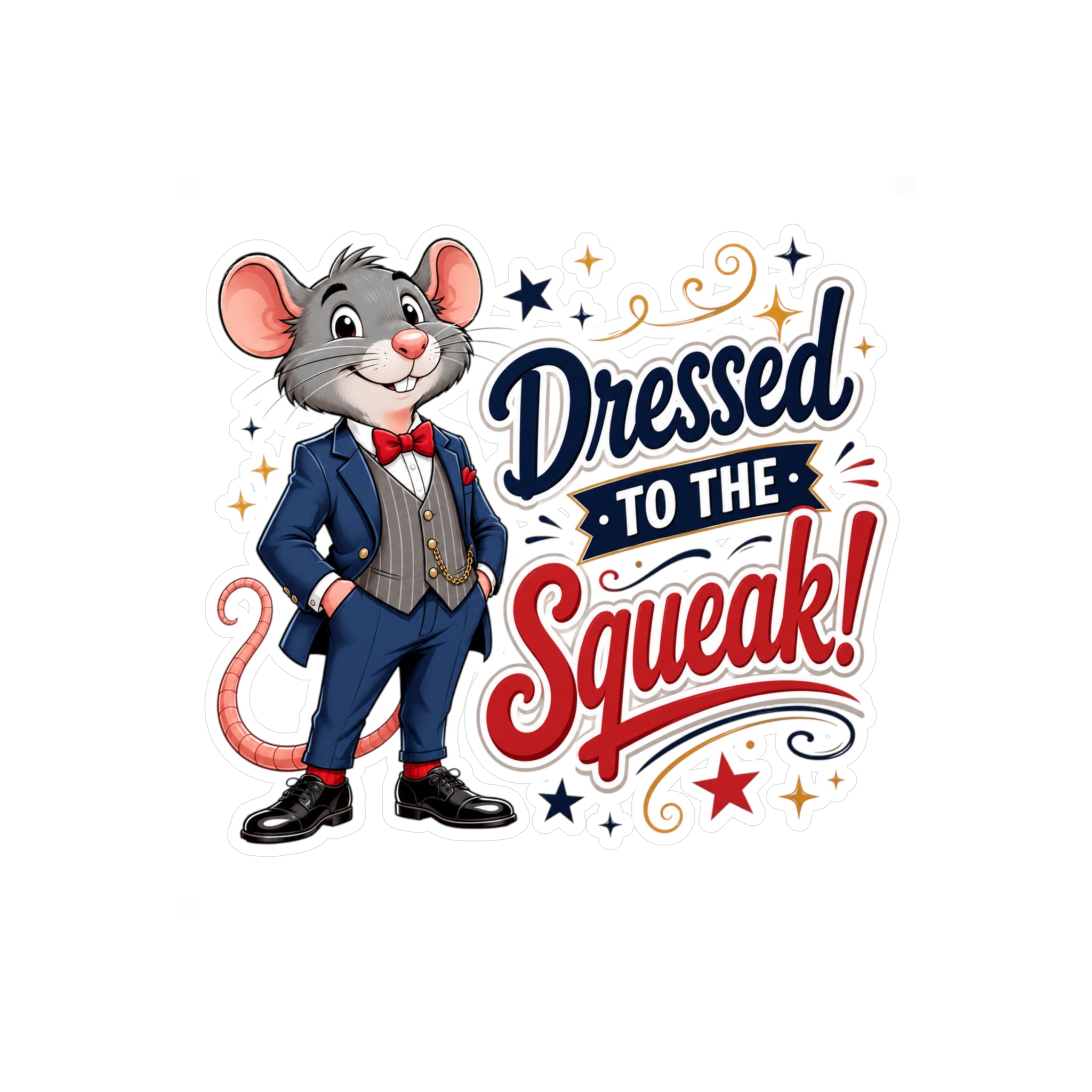 Dressed to the Squeak! Mouse Vinyl Sticker — Cute Dapper Character Kiss-Cut Decal
