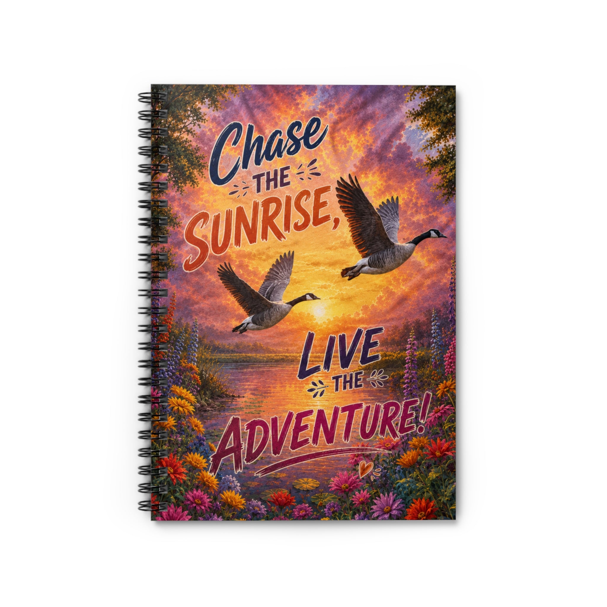 Adventure Spiral Notebook — "Chase the Sunrise, Live the Adventure" Ruled Journal