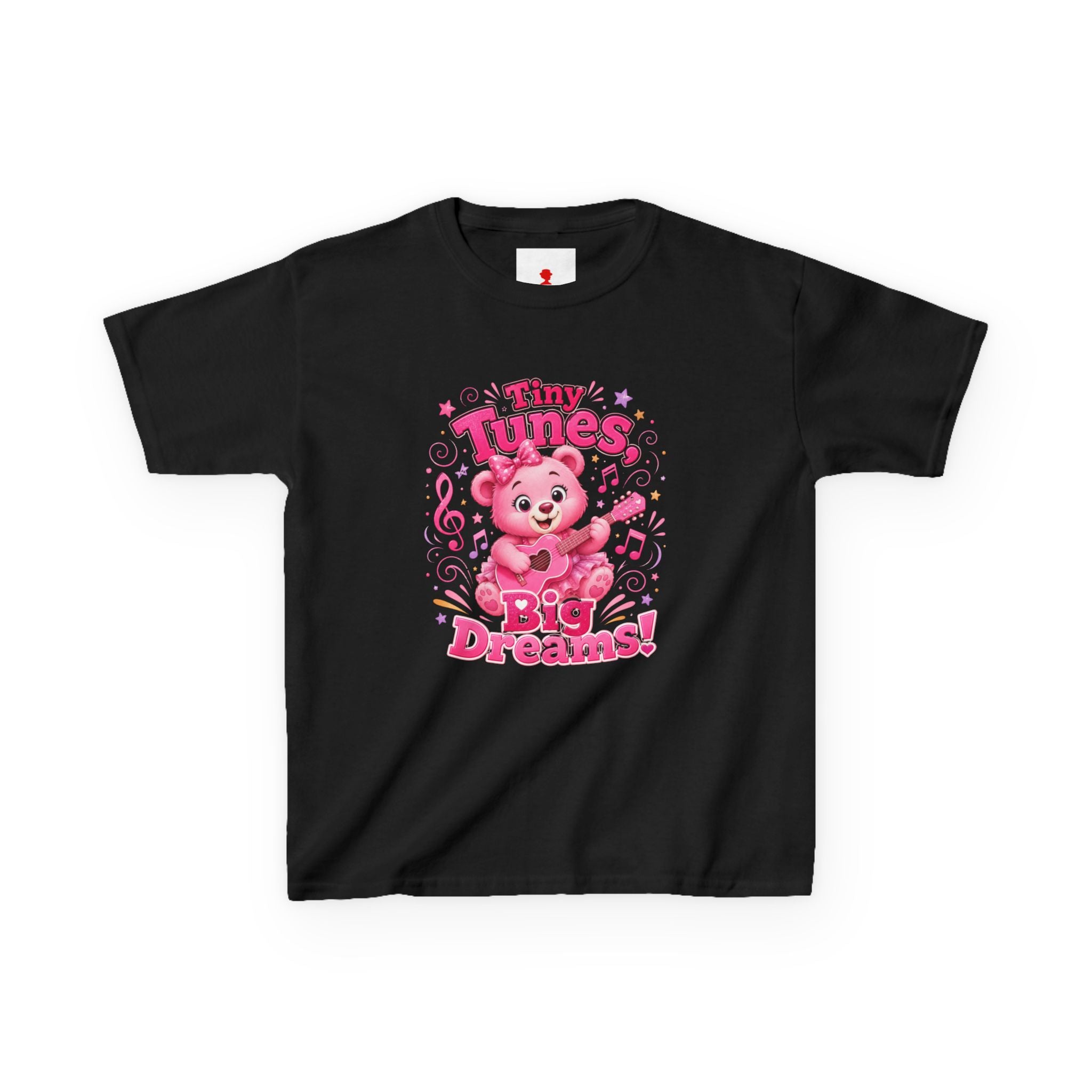 Kids T-Shirt — "Tiny Tunes, Big Dreams" Cute Pink Bear Music Tee