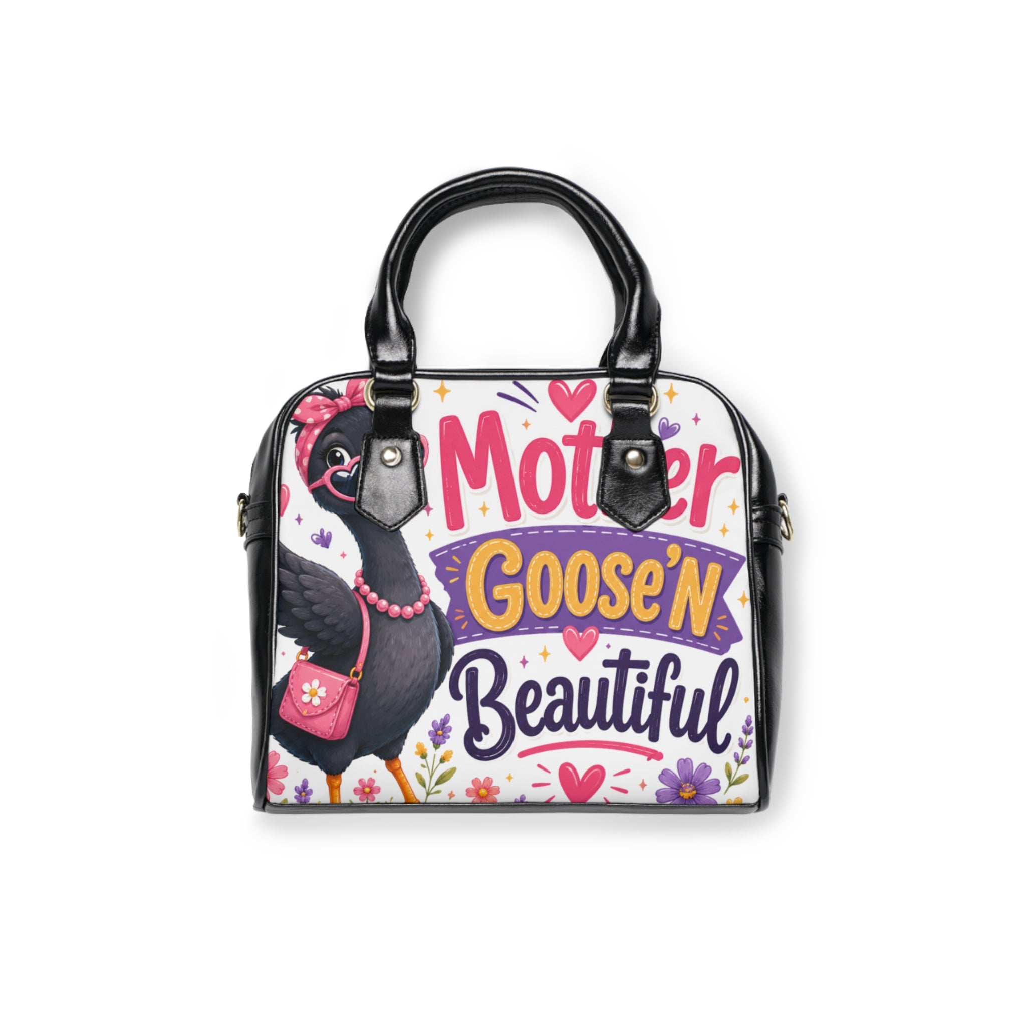 Shoulder Handbag — "Mother Goose'n Beautiful" Illustrated Tote for Moms