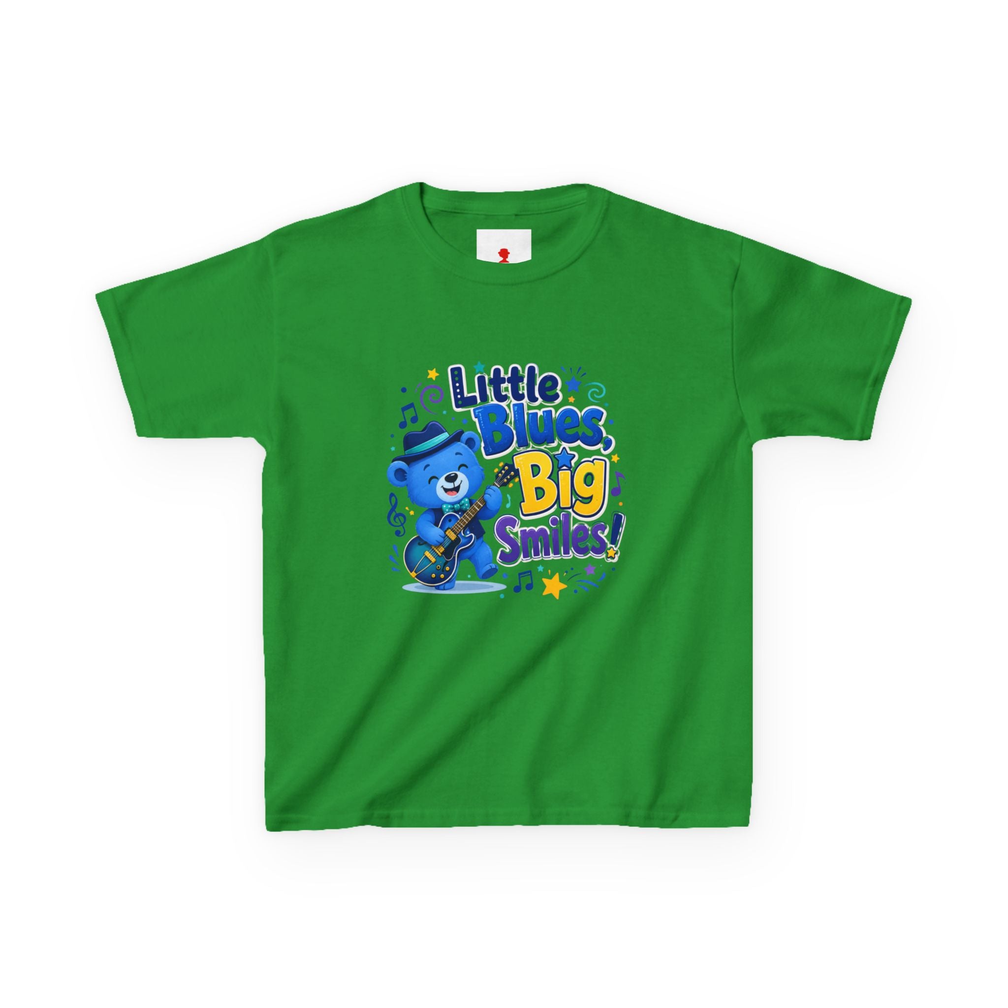 Kids Tee — "Little Blues, Big Smiles!" Guitar-Bear Graphic