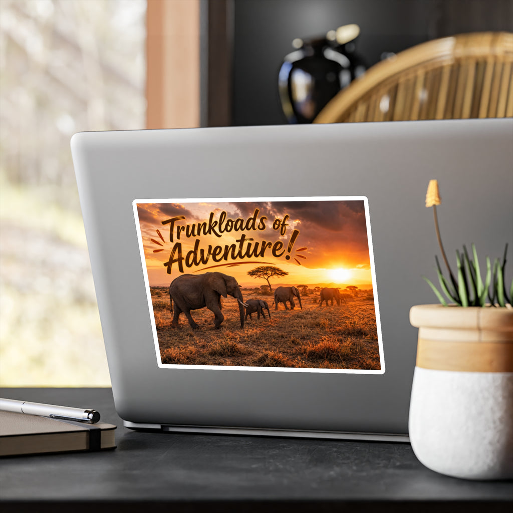 Trunkloads of Adventure Vinyl Sticker — Safari Elephant Kiss-Cut Decal