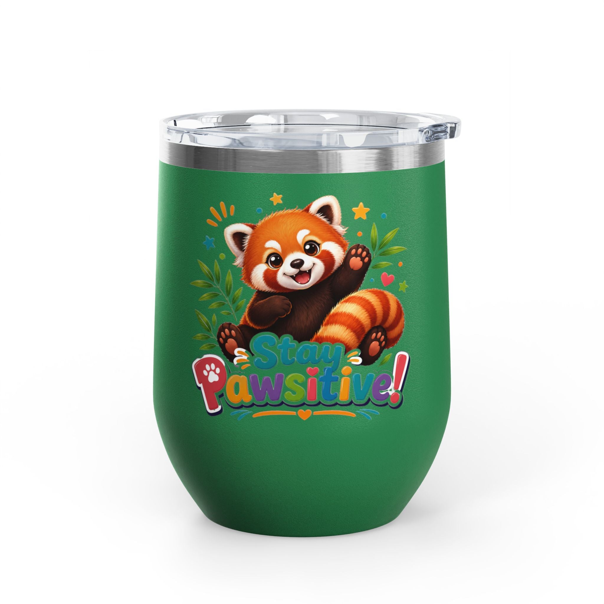 Stay Pawsitive Red Panda Tumbler — 12oz Insulated Cute Animal Gift