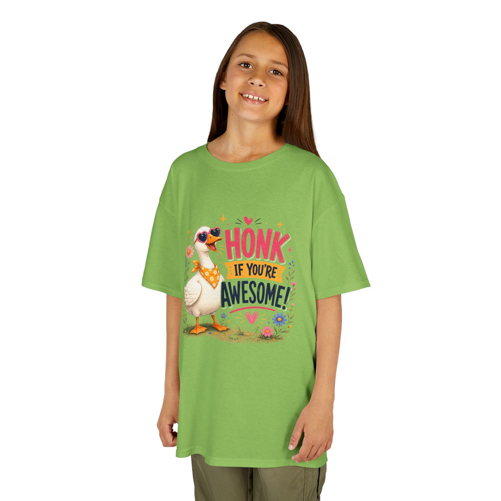 Kids Tee — "Honk If You're Awesome!" Cute Goose Graphic Shirt