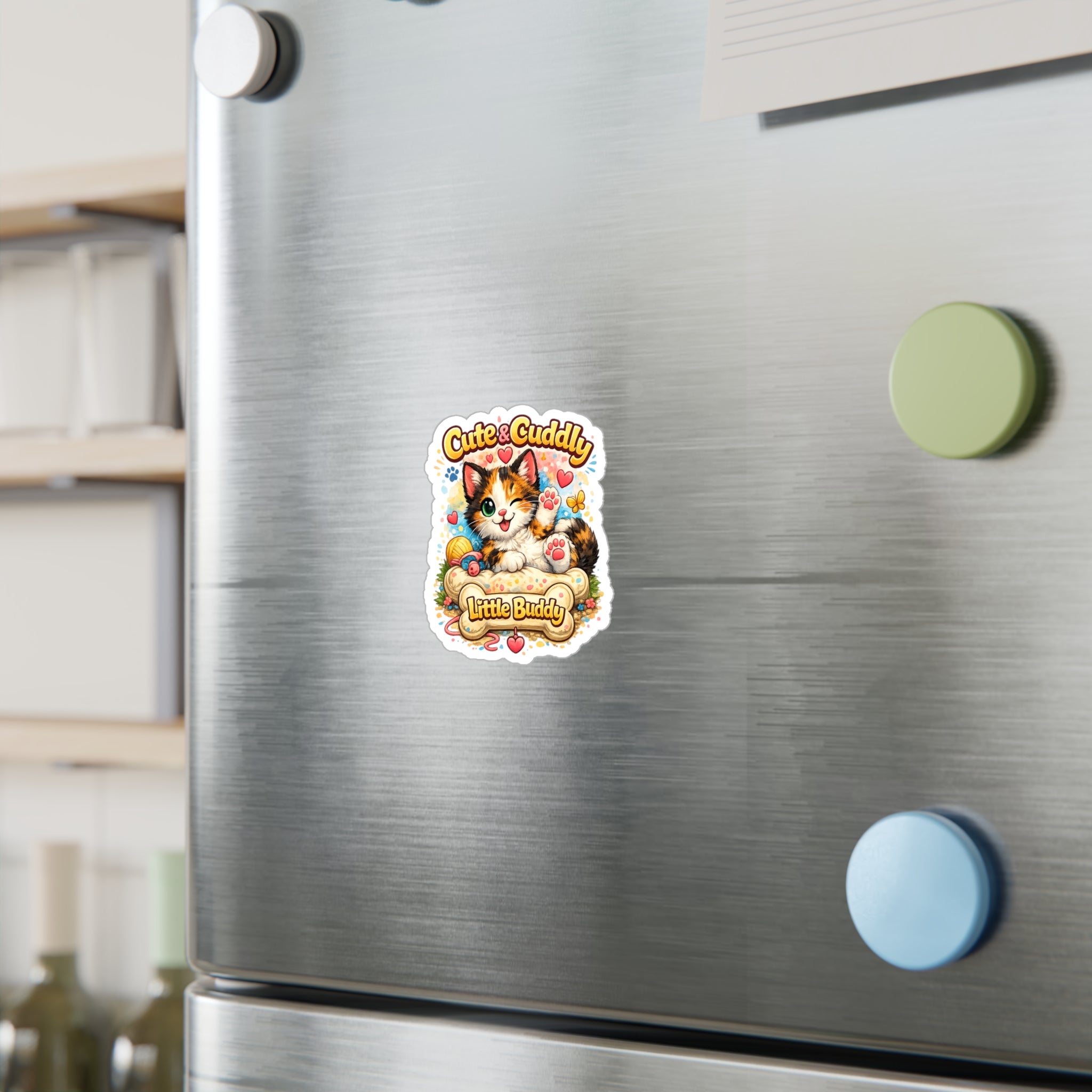 Cute & Cuddly Little Buddy Cat Sticker — Kiss-Cut Vinyl Decal