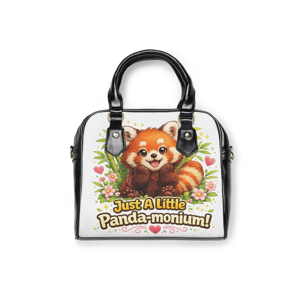 Red Panda Shoulder Handbag — "Just A Little Panda-monium" Cute Floral Satchel