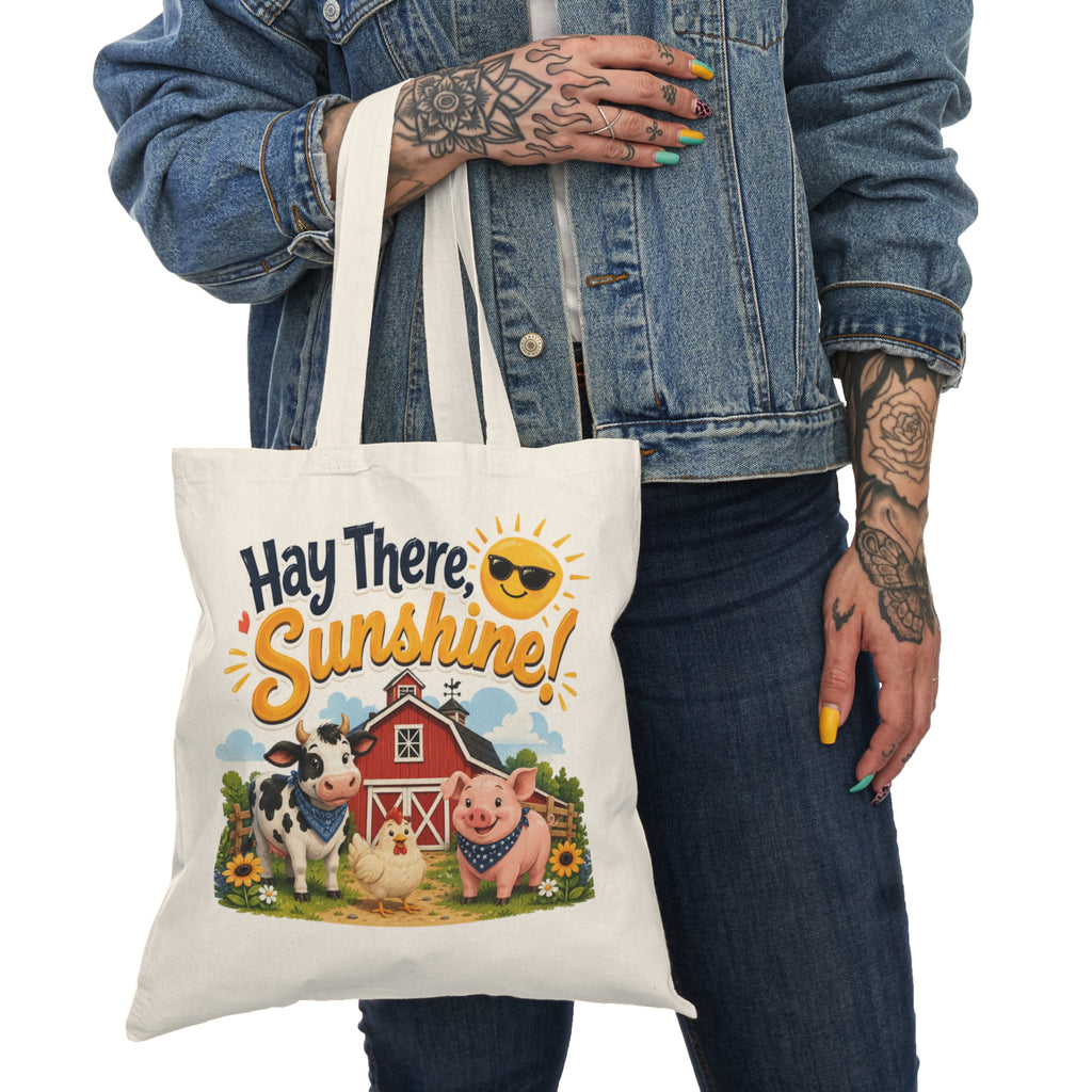 Hay There Sunshine! Farm Animals Natural Cotton Tote Bag
