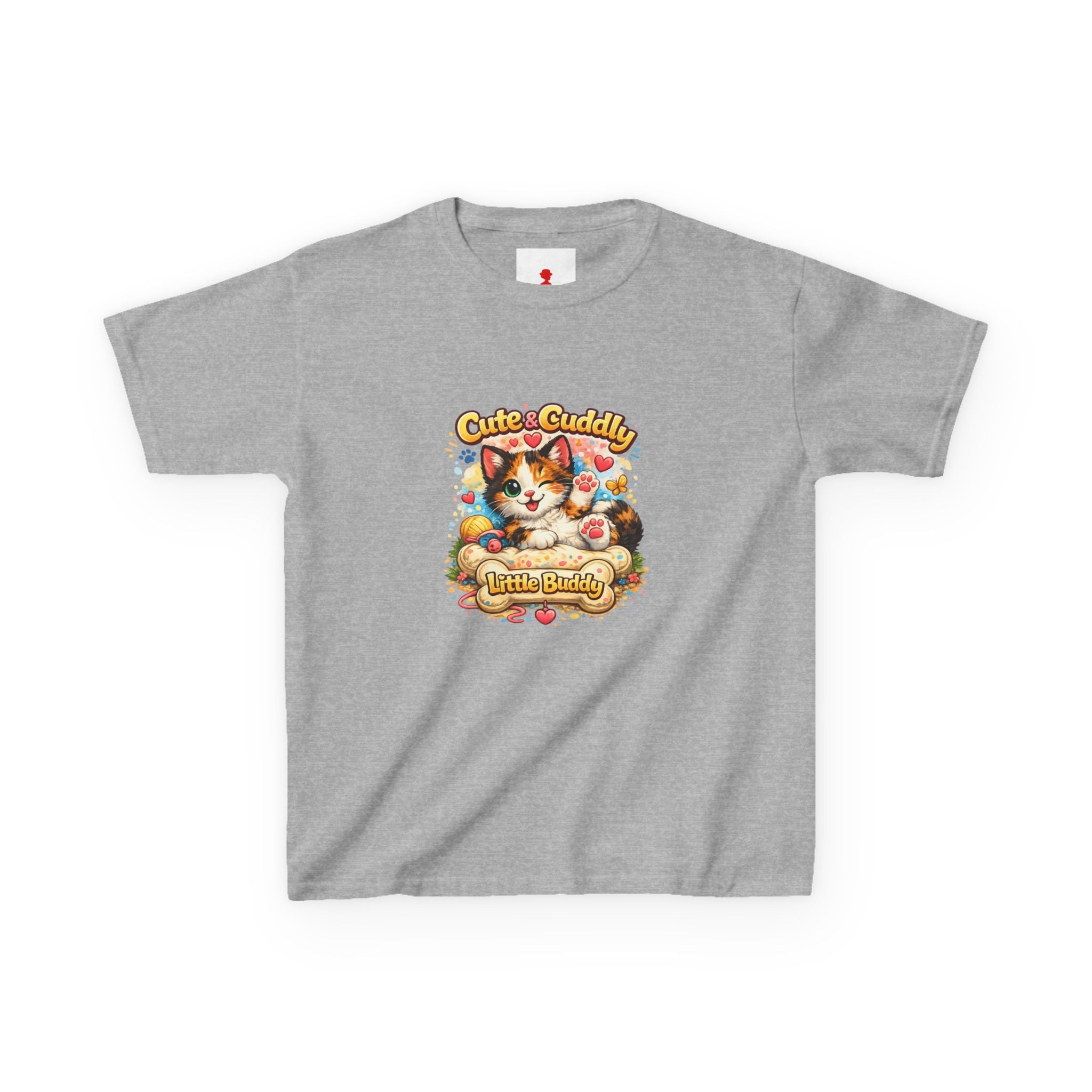 Kids T-Shirt — "Cute & Cuddly Little Buddy" Cat Graphic Tee