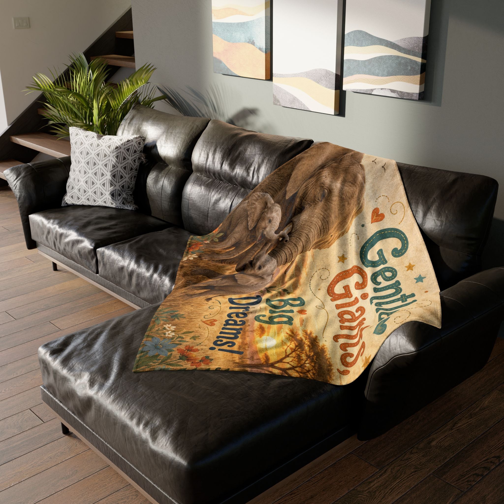 Elephant Family Blanket — "Gentle Giants, Big Dreams!" Soft Polyester Throw