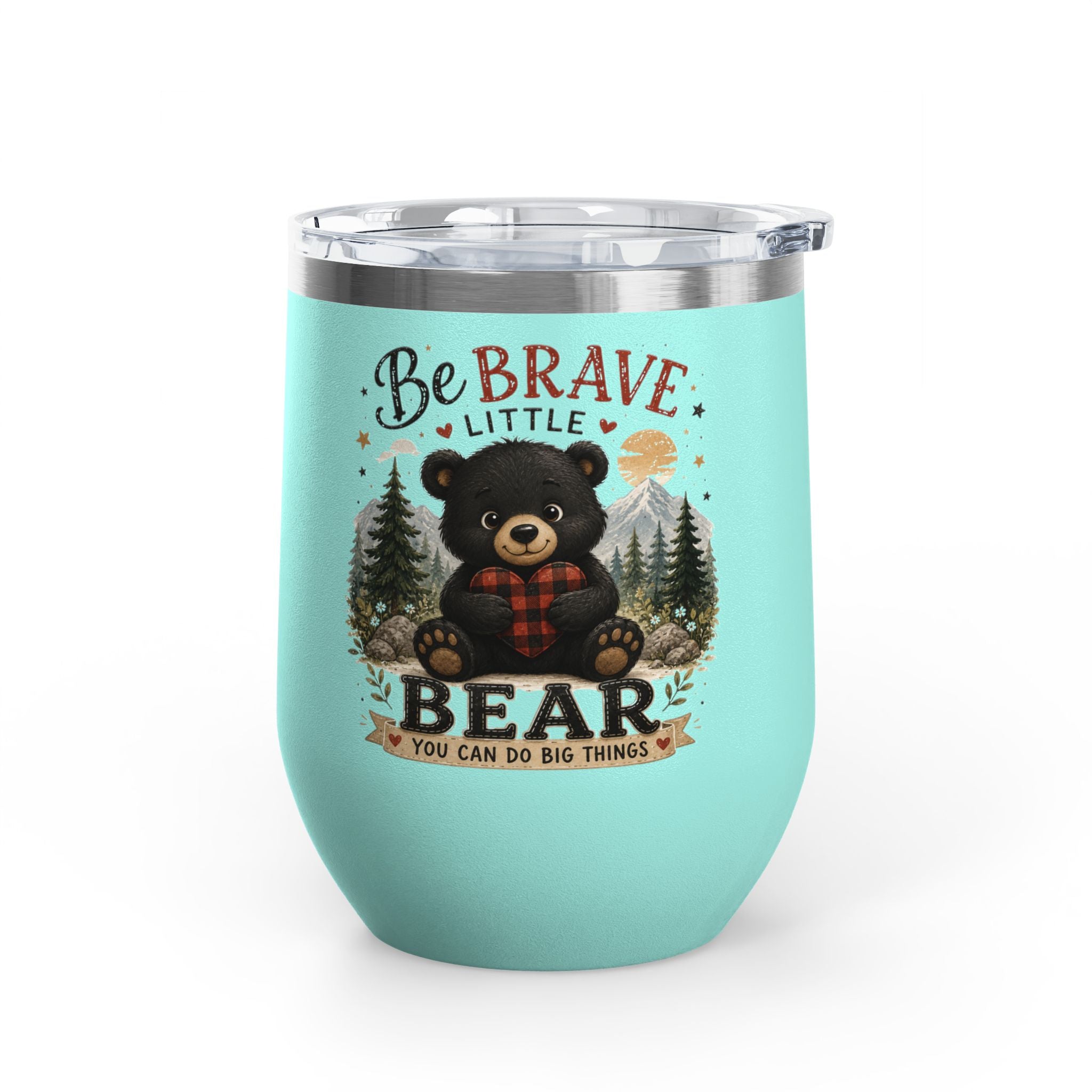 Be Brave Little Bear 12oz Tumbler — Cute Woodland Baby Shower Gift