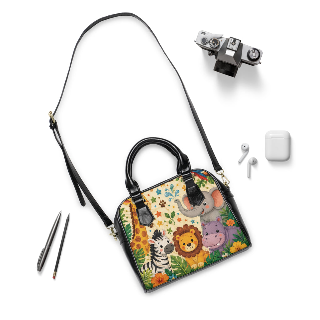 Cute Safari Animals Shoulder Handbag | Lion Zebra Elephant Hippo