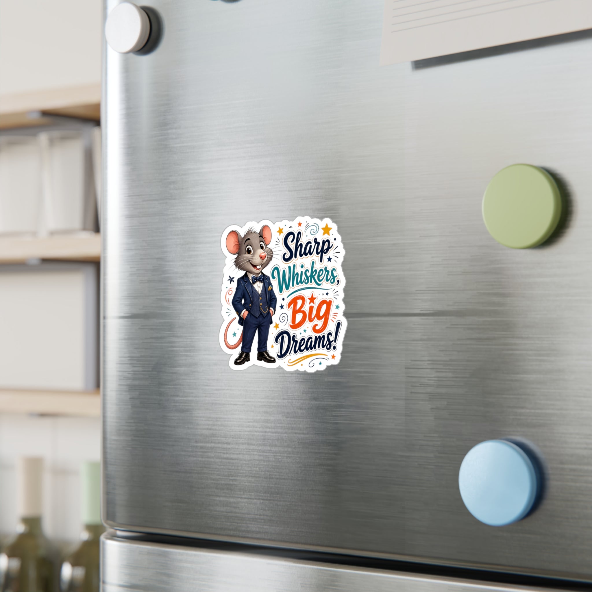 Sharp Whiskers, Big Dreams Sticker — Cute Motivational Mouse Vinyl Decal